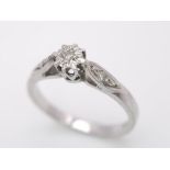 9K WHITE GOLD DIAMOND RING, WEIGHT 2.4G SIZE M