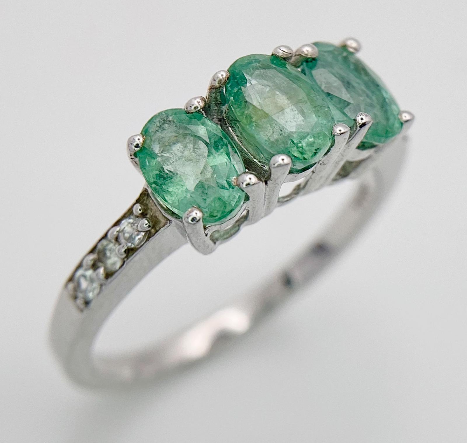 Three 925 Sterling Silver Gemstone Rings: Sapphire- Size P, Emerald - Size N and Topaz - Size S. - Image 5 of 25