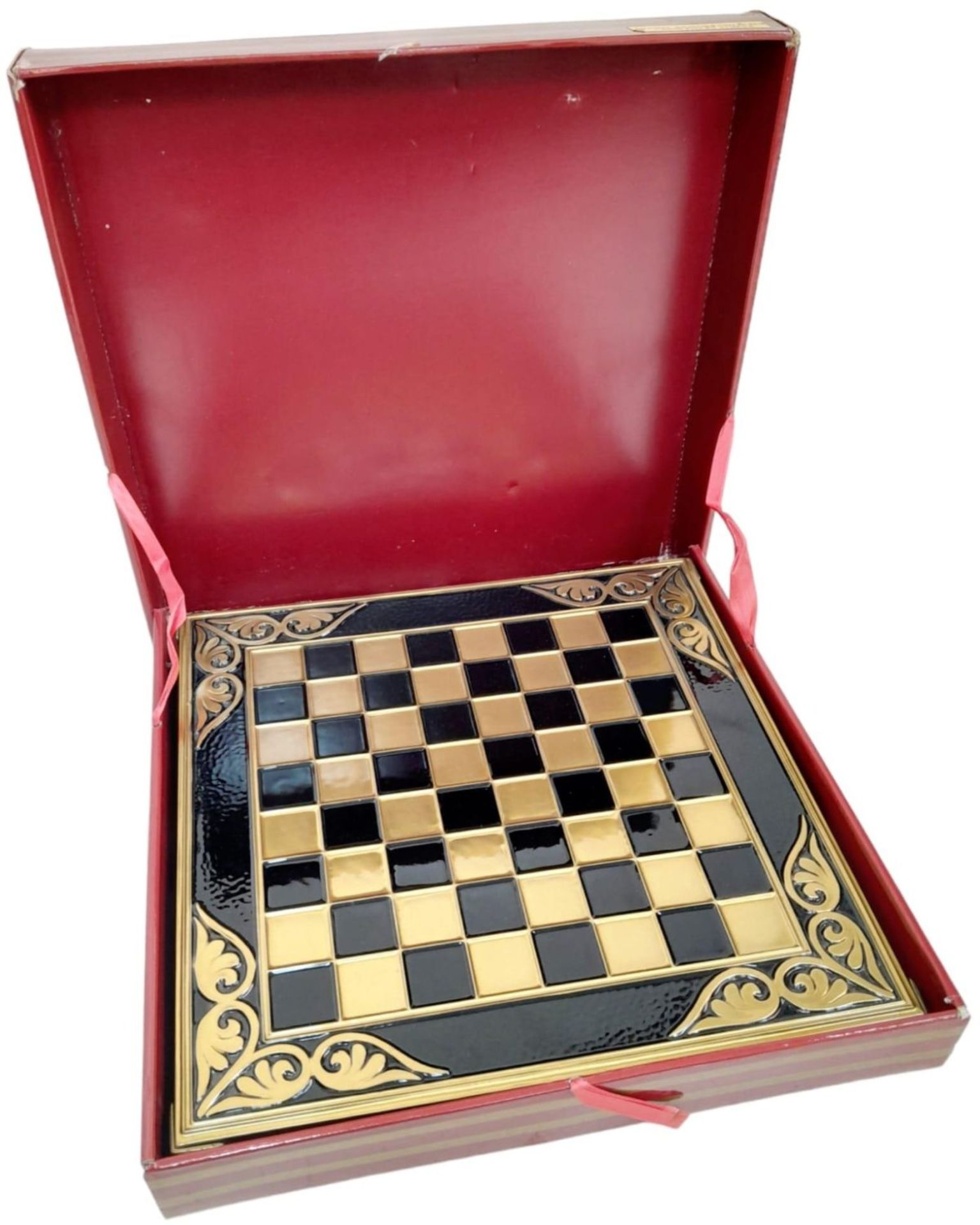 A Greek Made Bronze and Enamel Chess Set and Board. As new, in original packaging. - Image 6 of 6