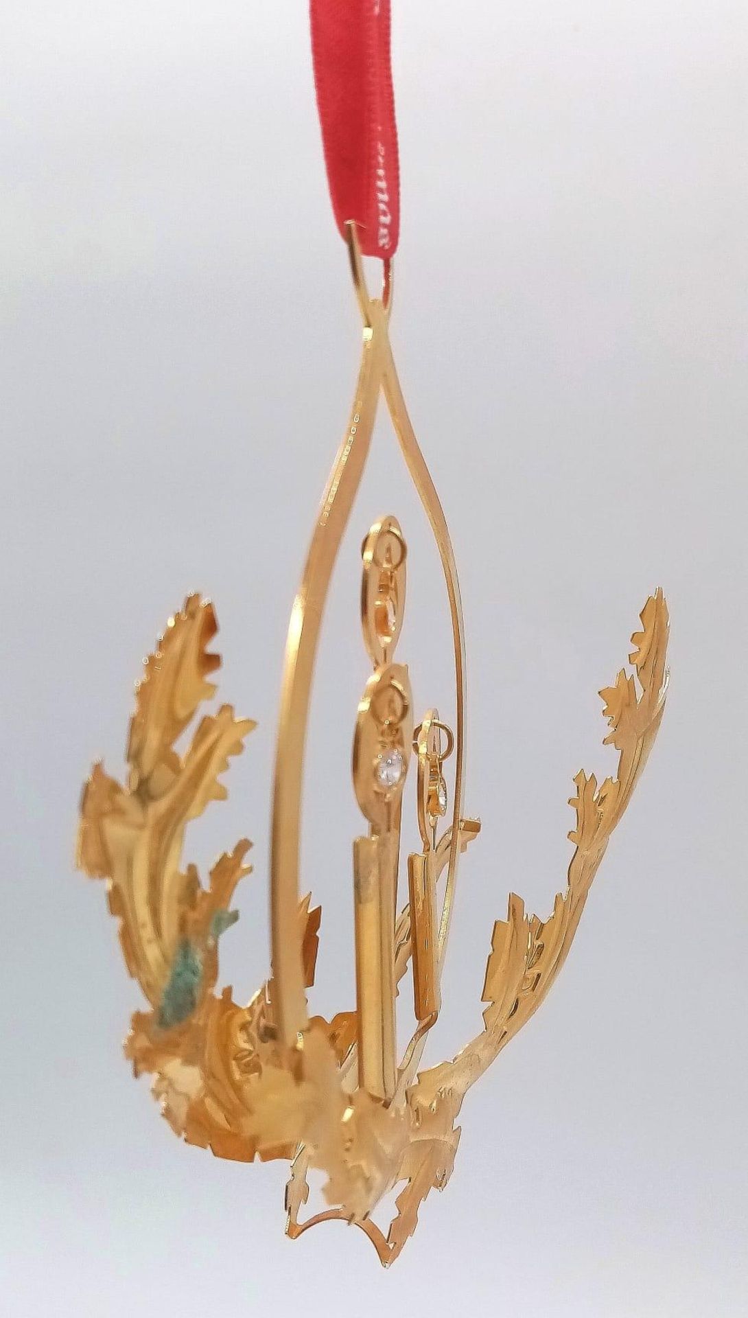 A Georg Jensen Gilded Christmas Ornament. 9cm x 12cm. On a hanging red ribbon. Comes in original - Bild 4 aus 6