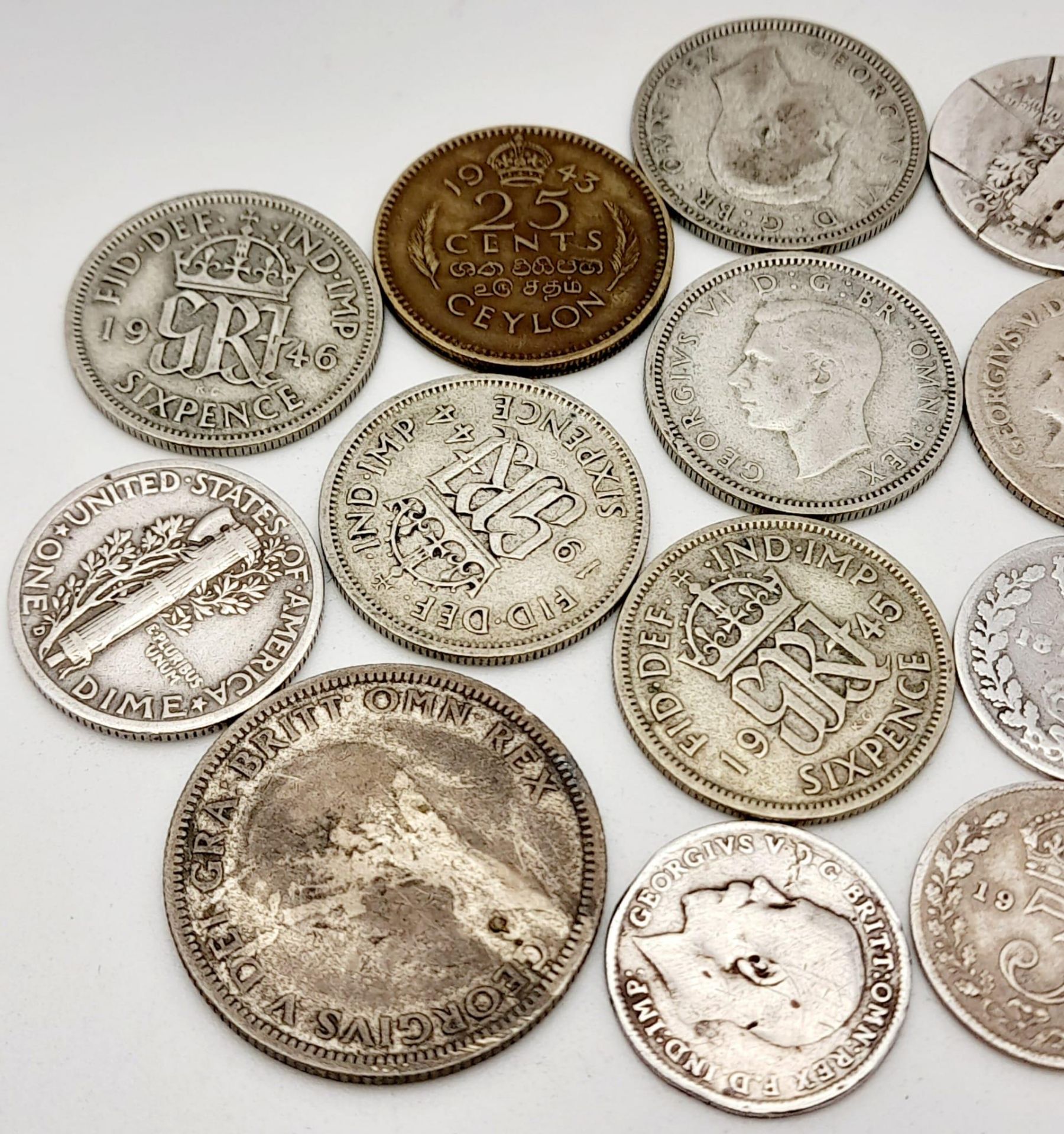 A Parcel of 20 Pre-1920 & Pre-1947 Silver Coins, plus a 1943 Ceylon 25 Cent Coin and a 1952 - Image 3 of 7