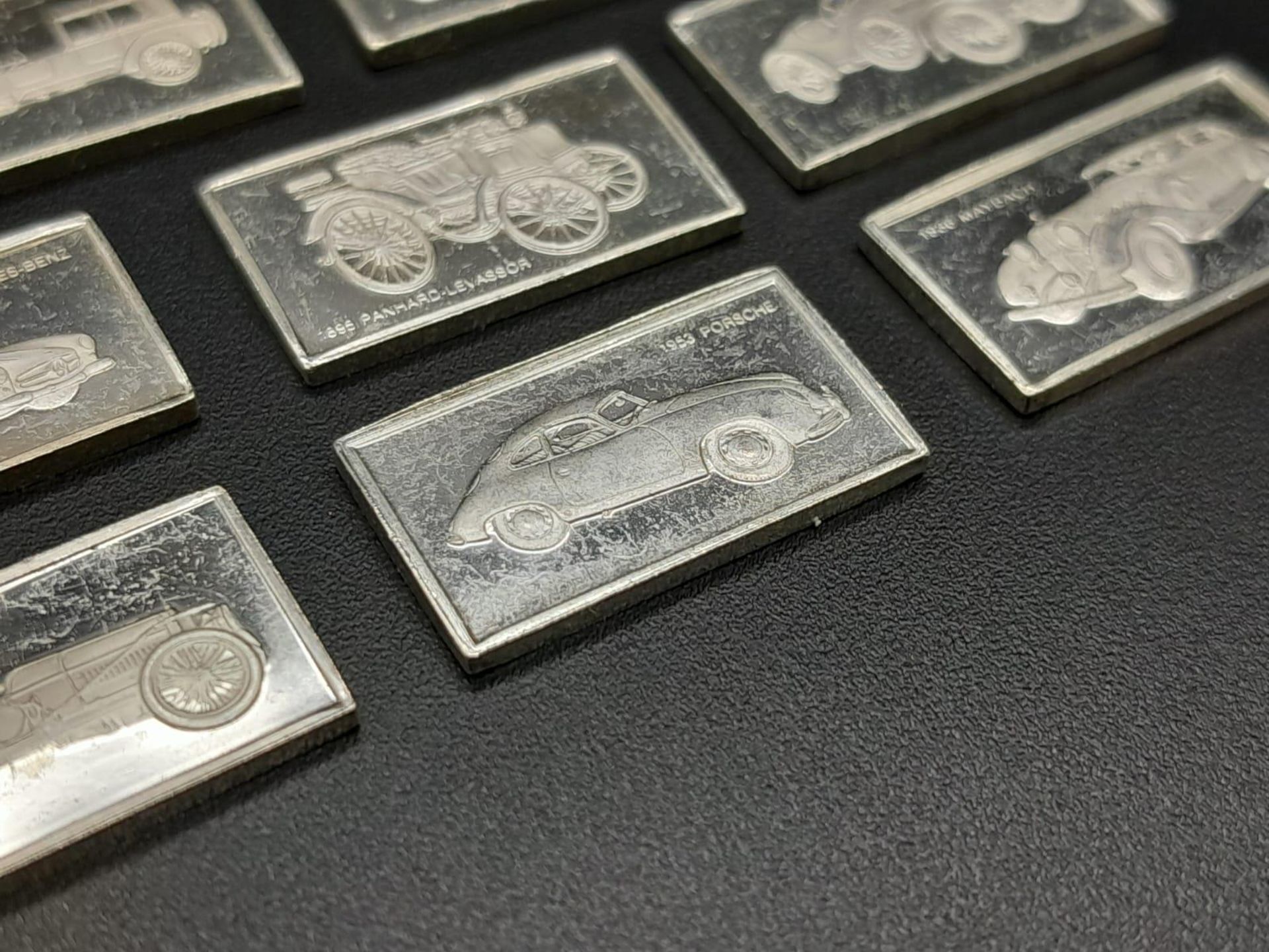 A Selection of 8 Sterling Silver European Car Manufacturer Plaques - Citreon, Mayback, Hispano- - Bild 8 aus 26