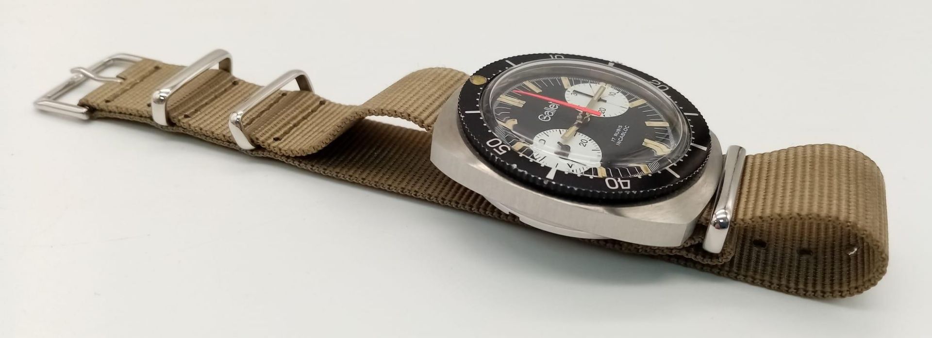 A GALLET-LEGION ETRANGERE gents watch, case 39 mm, black dial with two sub-dials, calibrated - Bild 6 aus 10