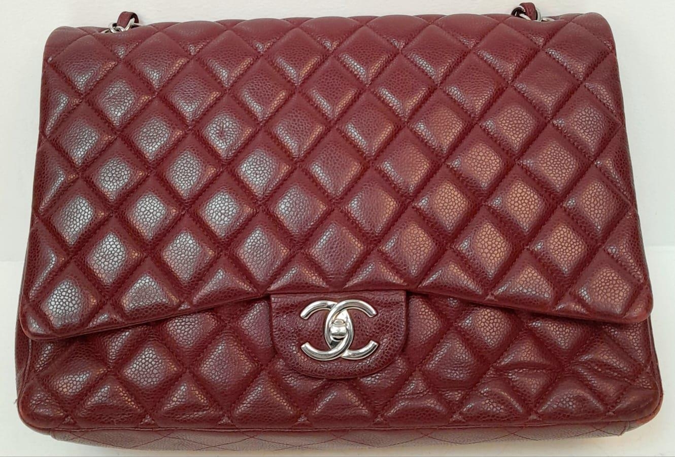 A Chanel Burgundy Jumbo Classic Double Flap Bag. Quilted leather exterior with silver-toned - Image 2 of 16