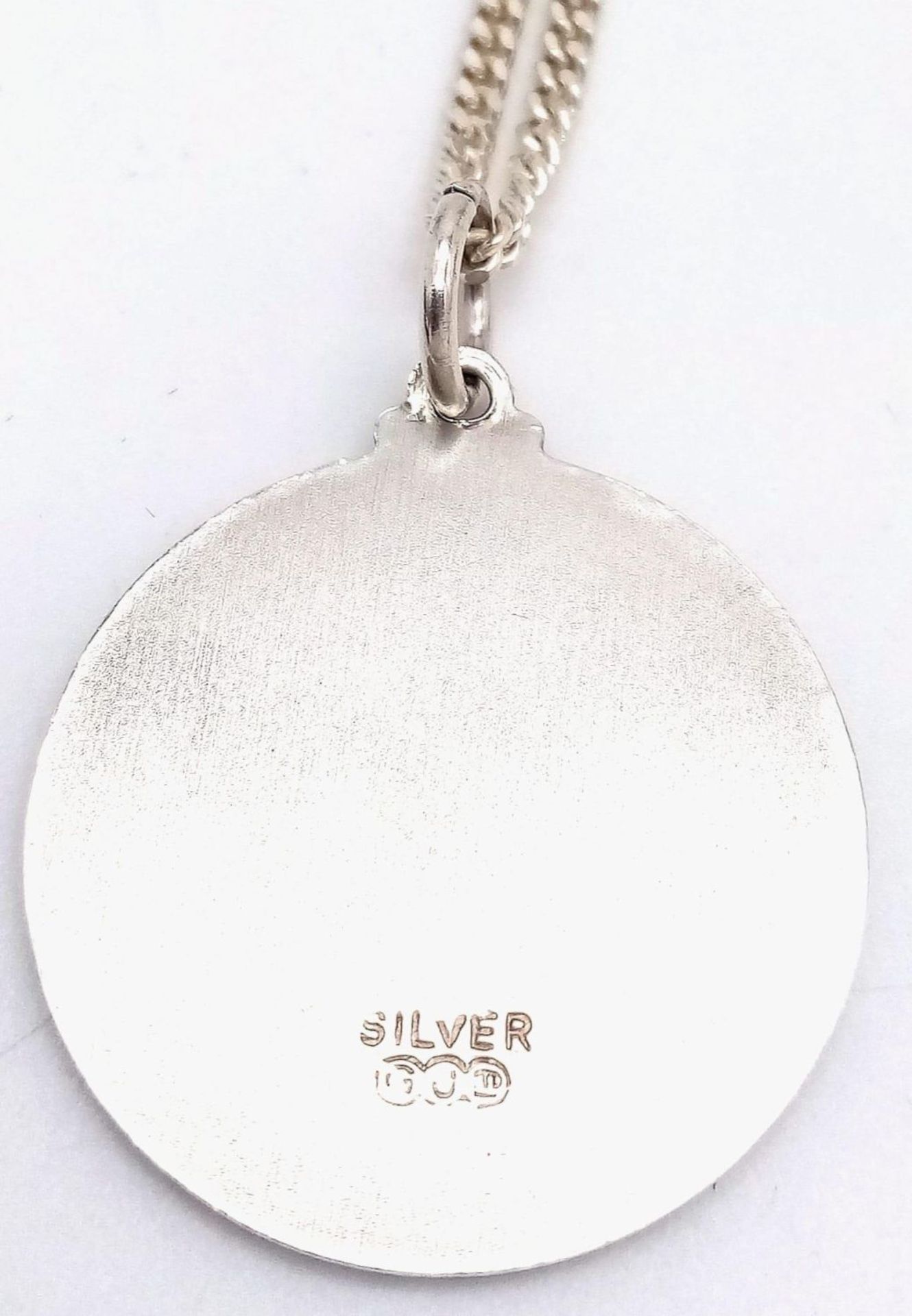 A Silver Georg Jensen St. Christopher Pendant Necklace. Stamped on Obverse Side. 2.6cm Diameter on a - Bild 9 aus 12