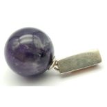 A Sterling Silver Purple Stone Set Ball Pendant. 3.2cm length, 6.9g total weight. REF: SC 7090