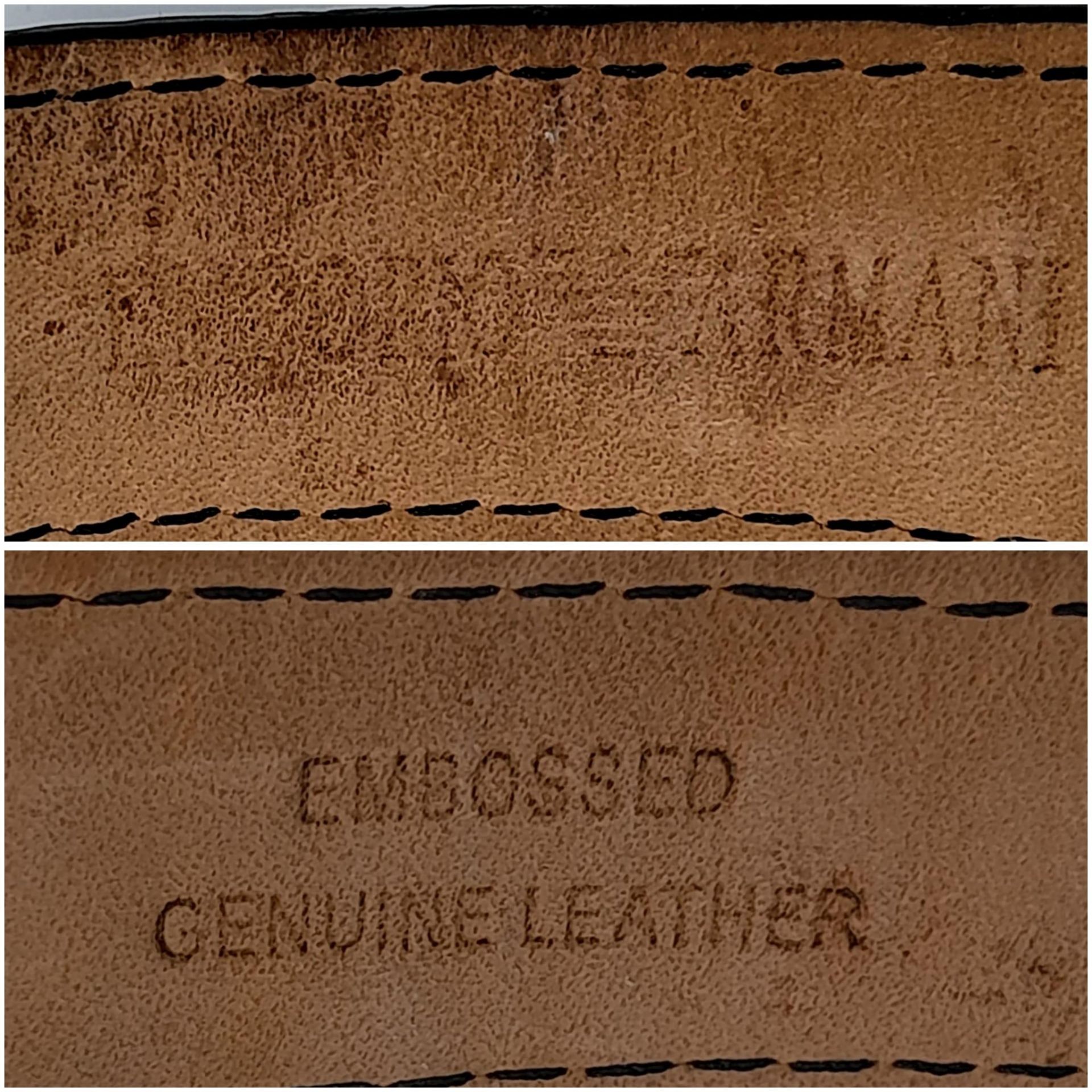 An Armani Designer Quartz Gents Watch. Black leather strap. Rectangular case - 31mm. Black dial with - Bild 6 aus 6