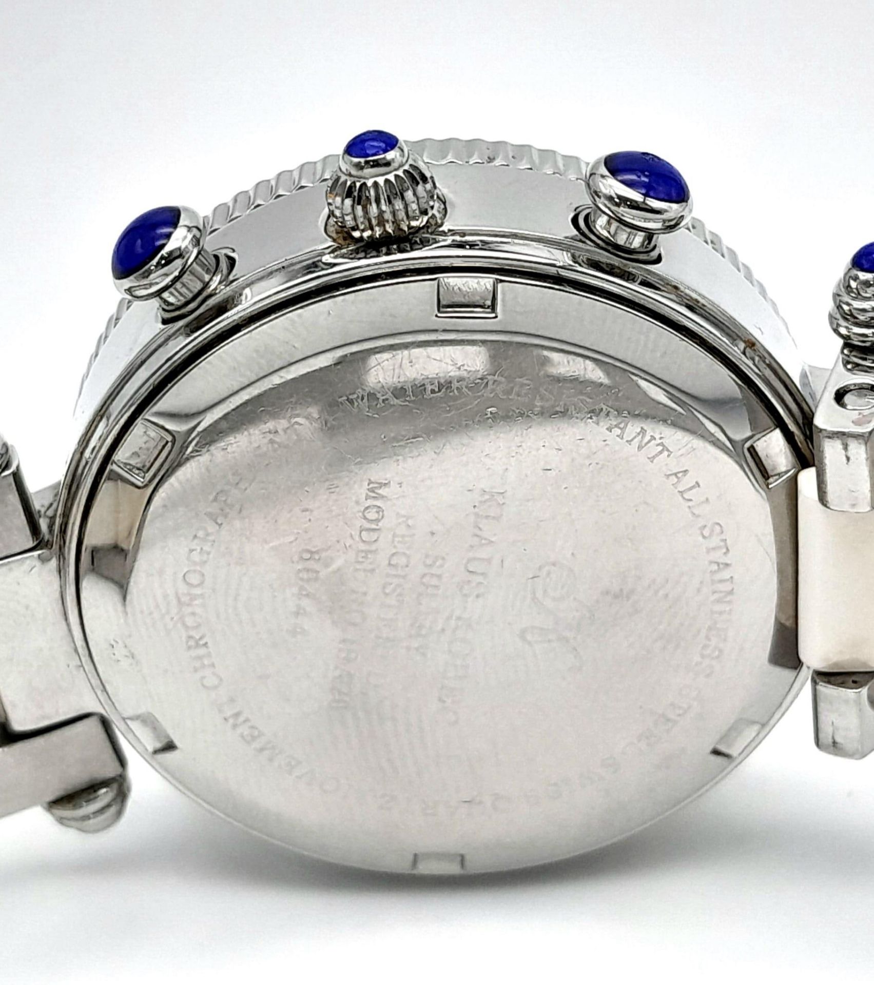 A Klaus Kobec Chronograph Quartz Ladies Watch. Ceramic and stainless steel bracelet and case - 34mm. - Bild 5 aus 6
