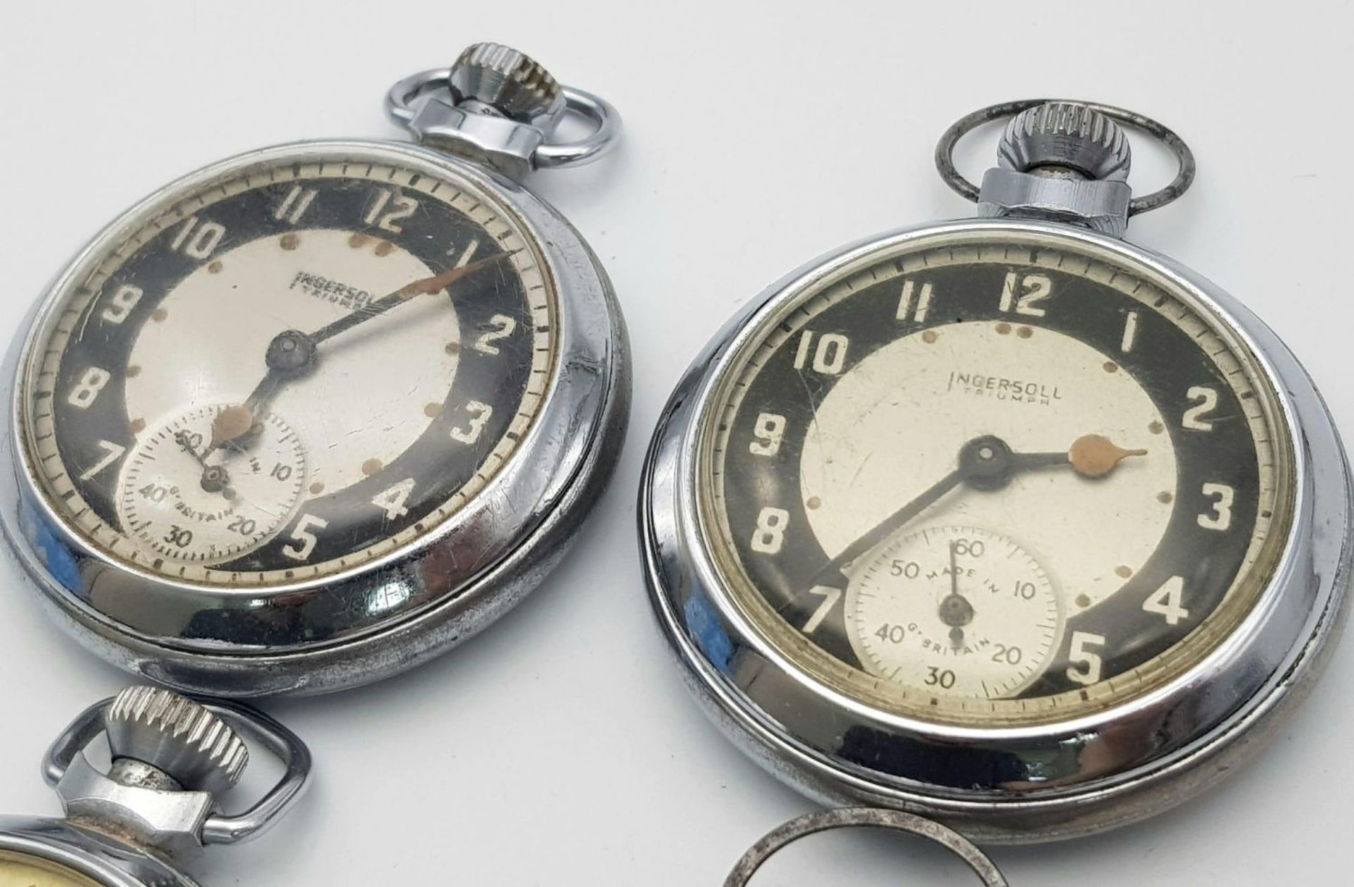 Four Vintage Ingersoll Pocket Watches - Two work but temperamental so as found. 51mm largest case. - Bild 9 aus 10