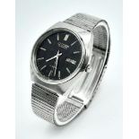 A Vintage Citizen 21 Jewels Automatic Gents Watch. Stainless steel bracelet and case - 36mm. Black