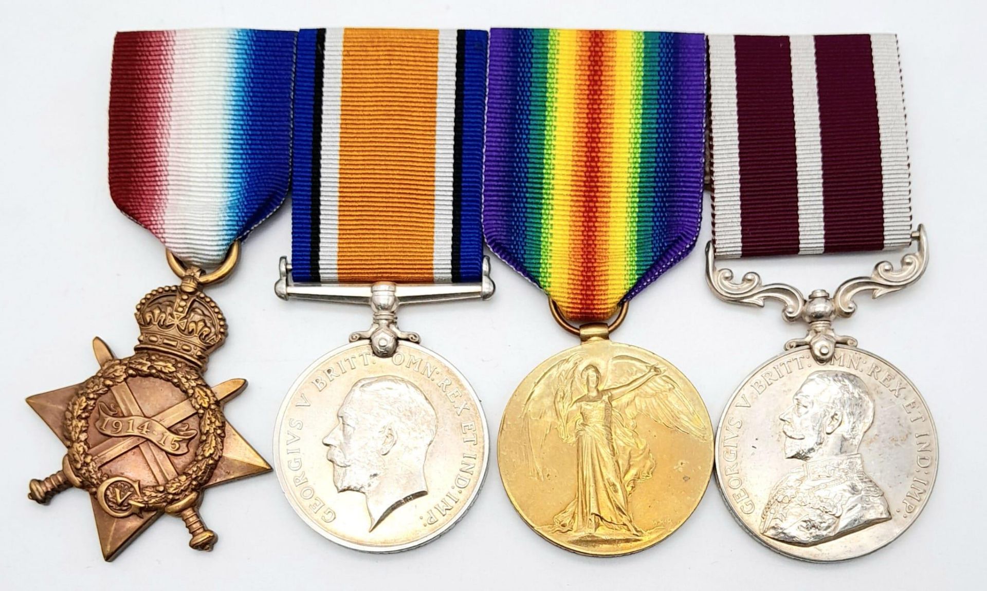 Group of four medals consisting of 1914/15 Star, British War Medal, Victory Medal and Meritorious - Bild 3 aus 11