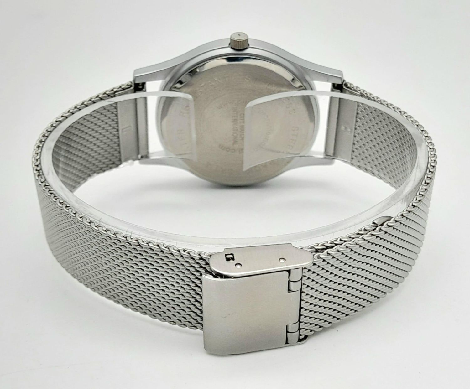 A MODERN "COBRA" BY CITY WATCH INTERNATIONAL , QUARTZ MOVEMENT ON A STAINLESS STEEL STRAP . 34mm - Image 9 of 12