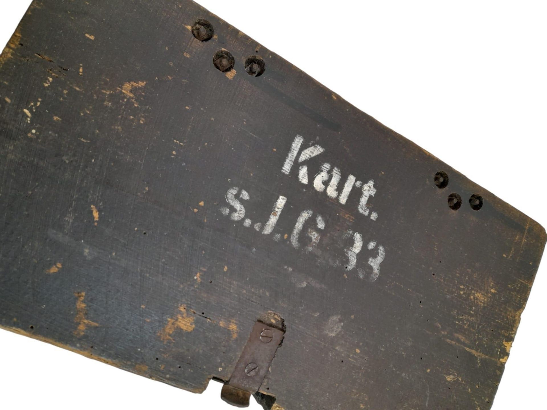 WW2 German 15cm Sig 33 Cartridge Box with original labels, stencils, and internals. - Bild 10 aus 15