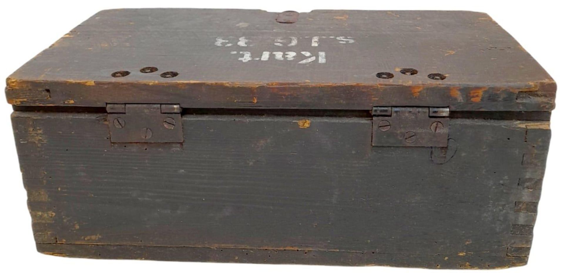 WW2 German 15cm Sig 33 Cartridge Box with original labels, stencils, and internals. - Bild 13 aus 15