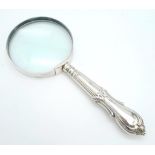 An Antique Sterling Silver Magnifying Glass. Sheffield Hallmarks. 16cm.