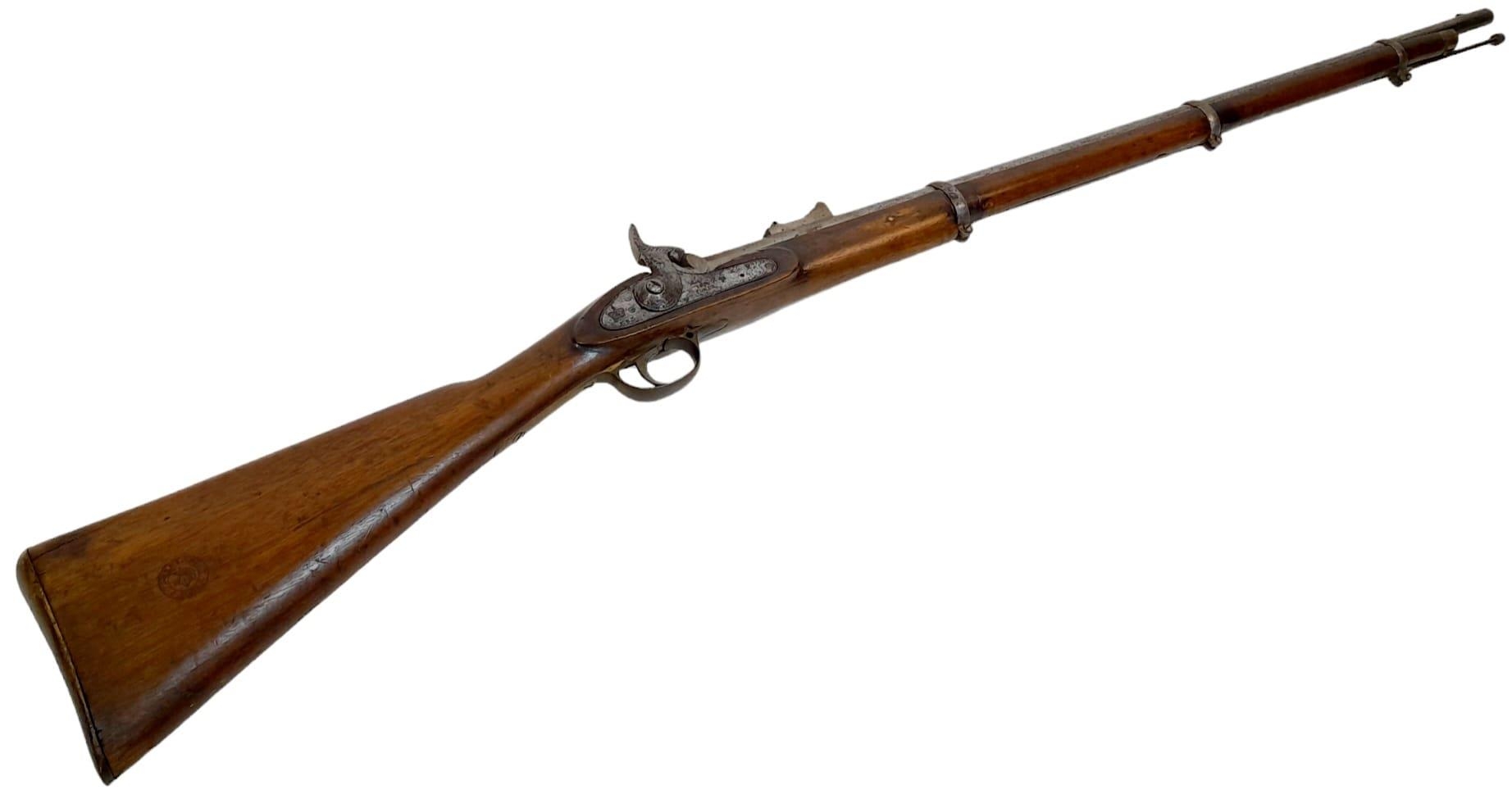 An Antique Original London Tower Armoury Percussion Rifle Dated and Stamped 1860 on action and