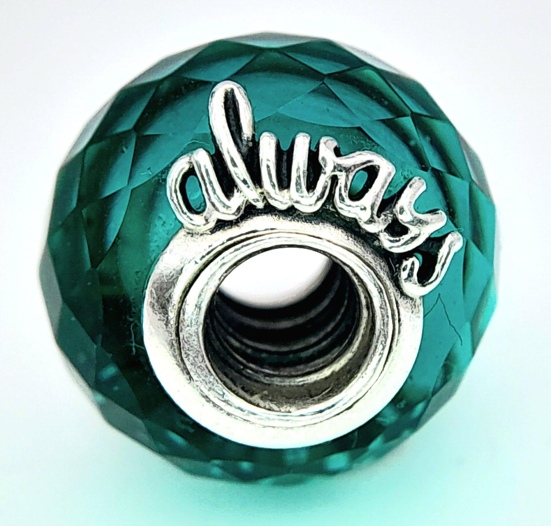 A Sterling Silver Pandora 'Always Friends' Murano Glass Charm. 1.3cm diameter, 2.8g total weight. - Image 2 of 9