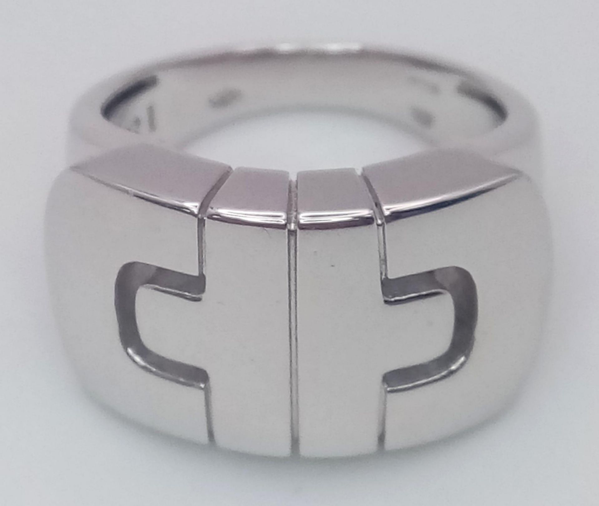 A classic BVLGARI design 18 K white gold ring, size: O, weight: 11.5 g. In excellent quality! - Bild 8 aus 18