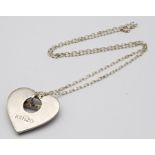 A Vintage Kenzo Heart Pendant Necklace. 50cm Length 950 Silver Chain. Pendant Measures 3.5cm Wide.