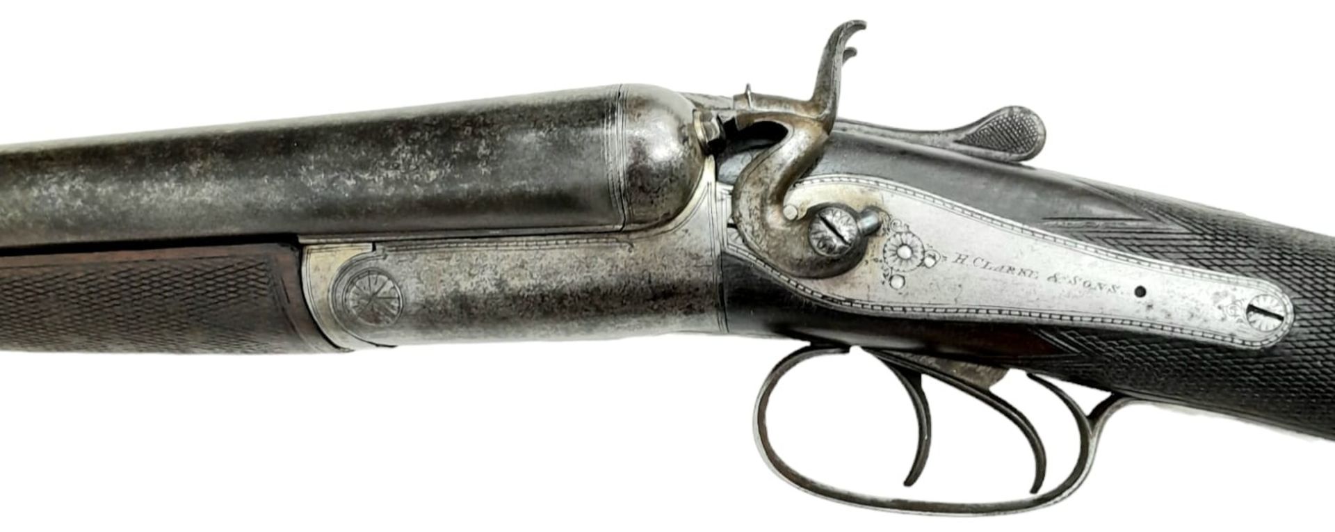 A Deactivated Antique Double Barrelled Sawn Off Shotgun. This British H. Clarke and Sons, Side by - Bild 6 aus 16
