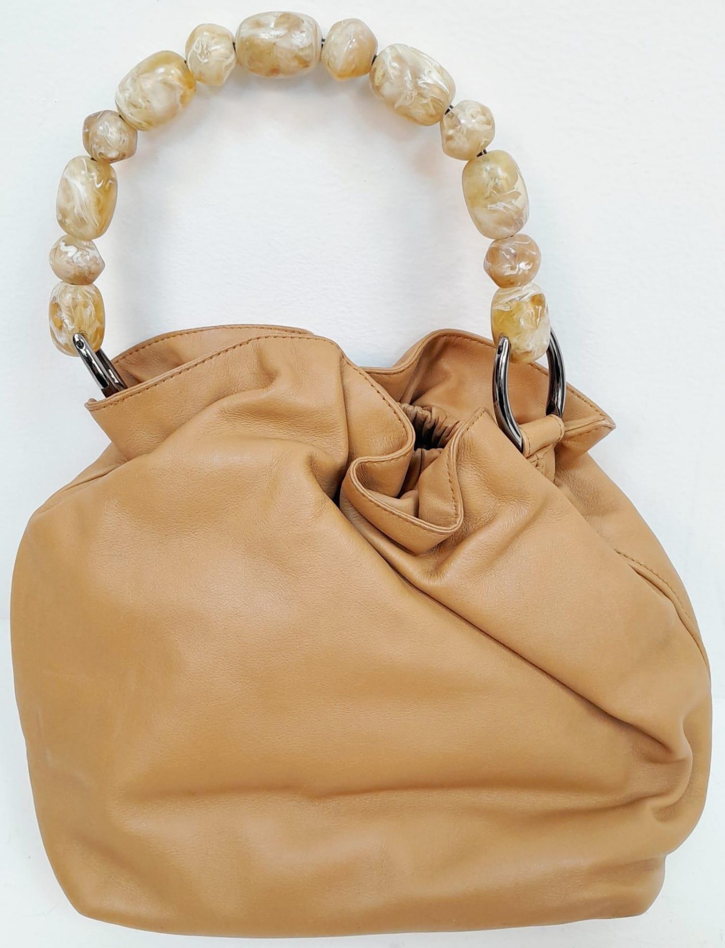 A Christian Dior Tan 'Maris' Hand Bag. Leather exterior with silver-toned hardware, beaded handle, - Bild 2 aus 6