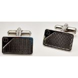 A Pair of Hallmarked 1985 Sterling Silver Cufflinks by Dunhill in their original presentation box.