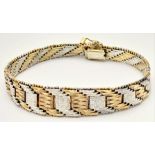 A 925 Silver Two Tone Bracelet. 17cm