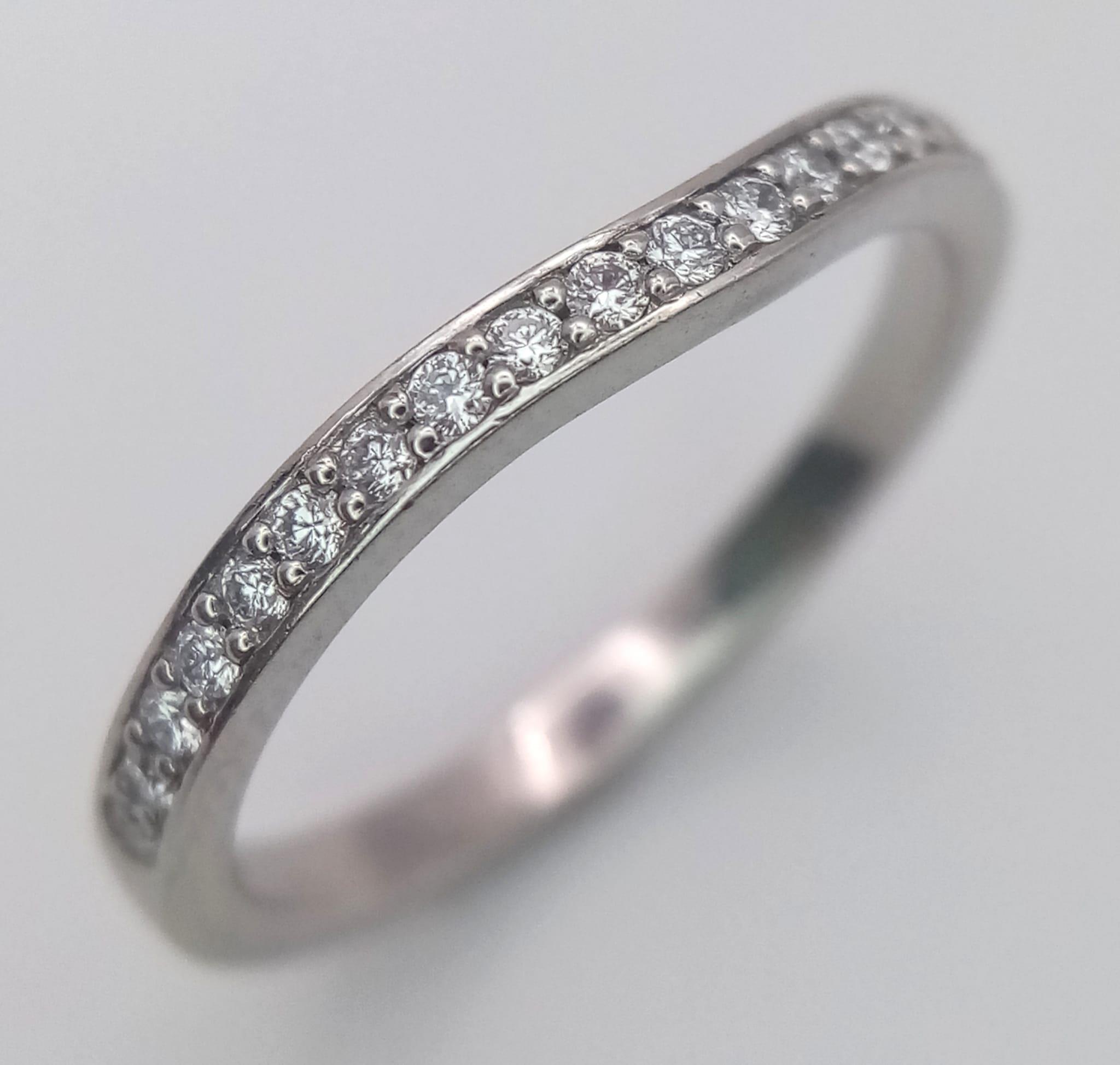 A PLATINUM DIAMOND HALF ETERNITY RING. 0.25CTW. 3.2G SIZE M - Image 2 of 4