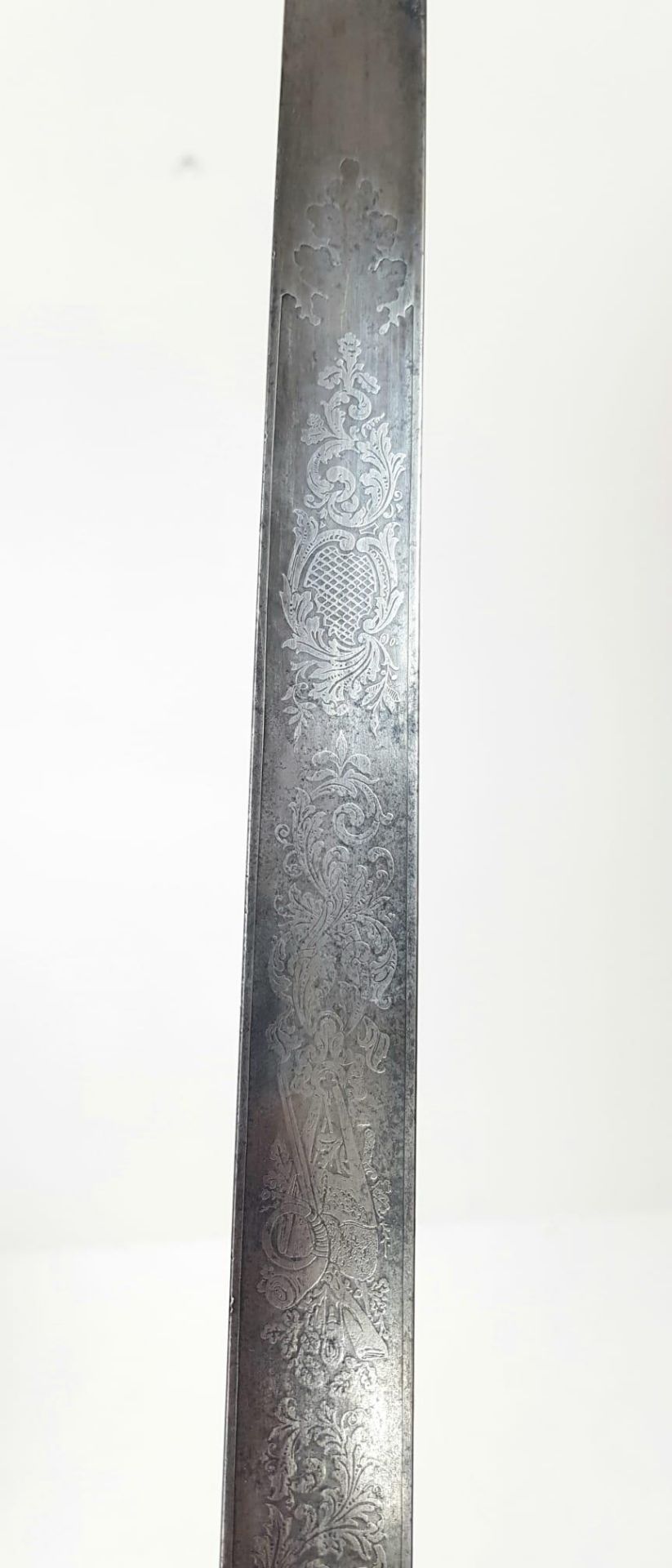 A 19th Century Decorative German Hunting Sword with Blade Etched with Hunting Scenes. Bone hilt with - Bild 7 aus 13