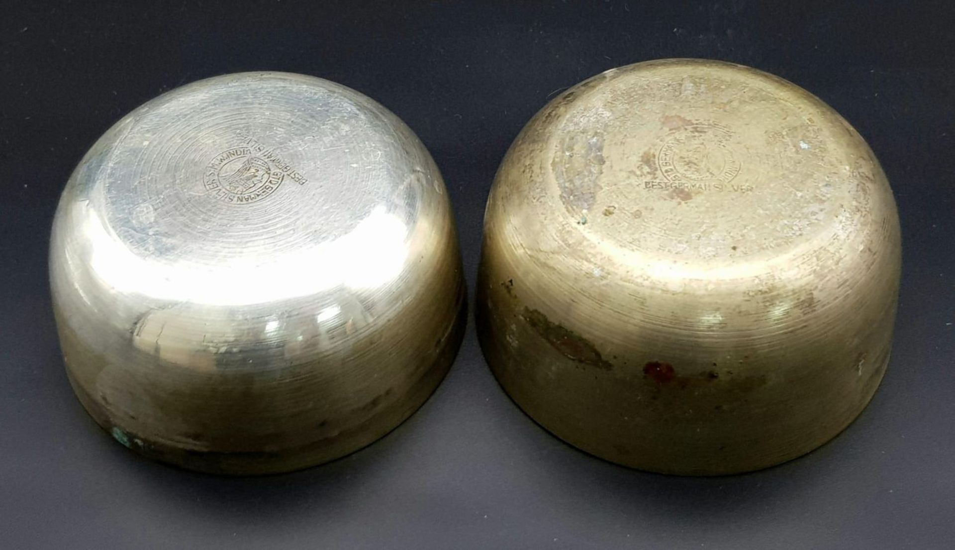 2x vintage German silver bowls. Total weight 160.1G. Diameter 9.2cm, height 6.5cm. Please see photos - Image 7 of 10