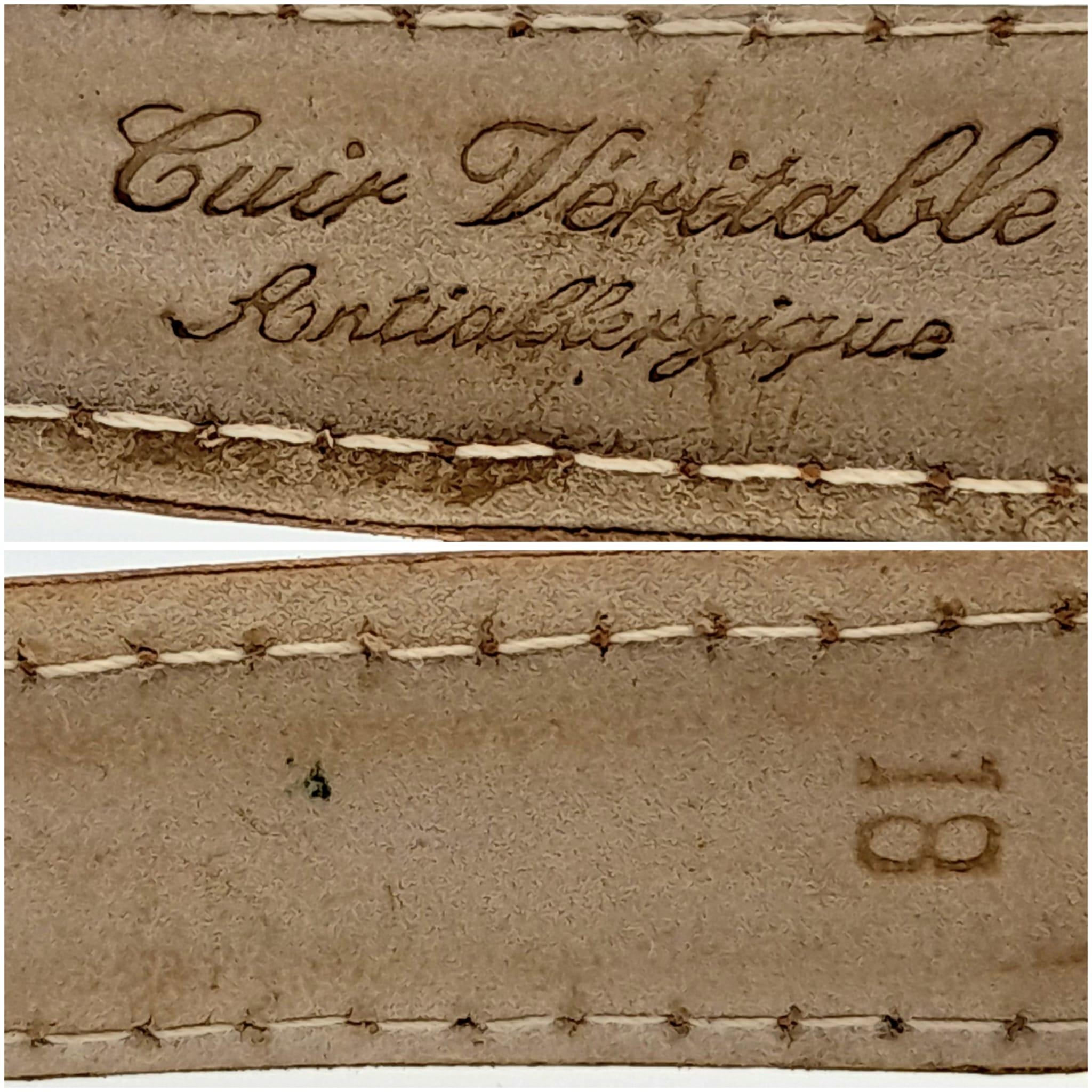 A Vintage Sekonda 18 Jewels Mechanical Gents Watch. Brown leather strap. Gilded stainless steel case - Bild 5 aus 5