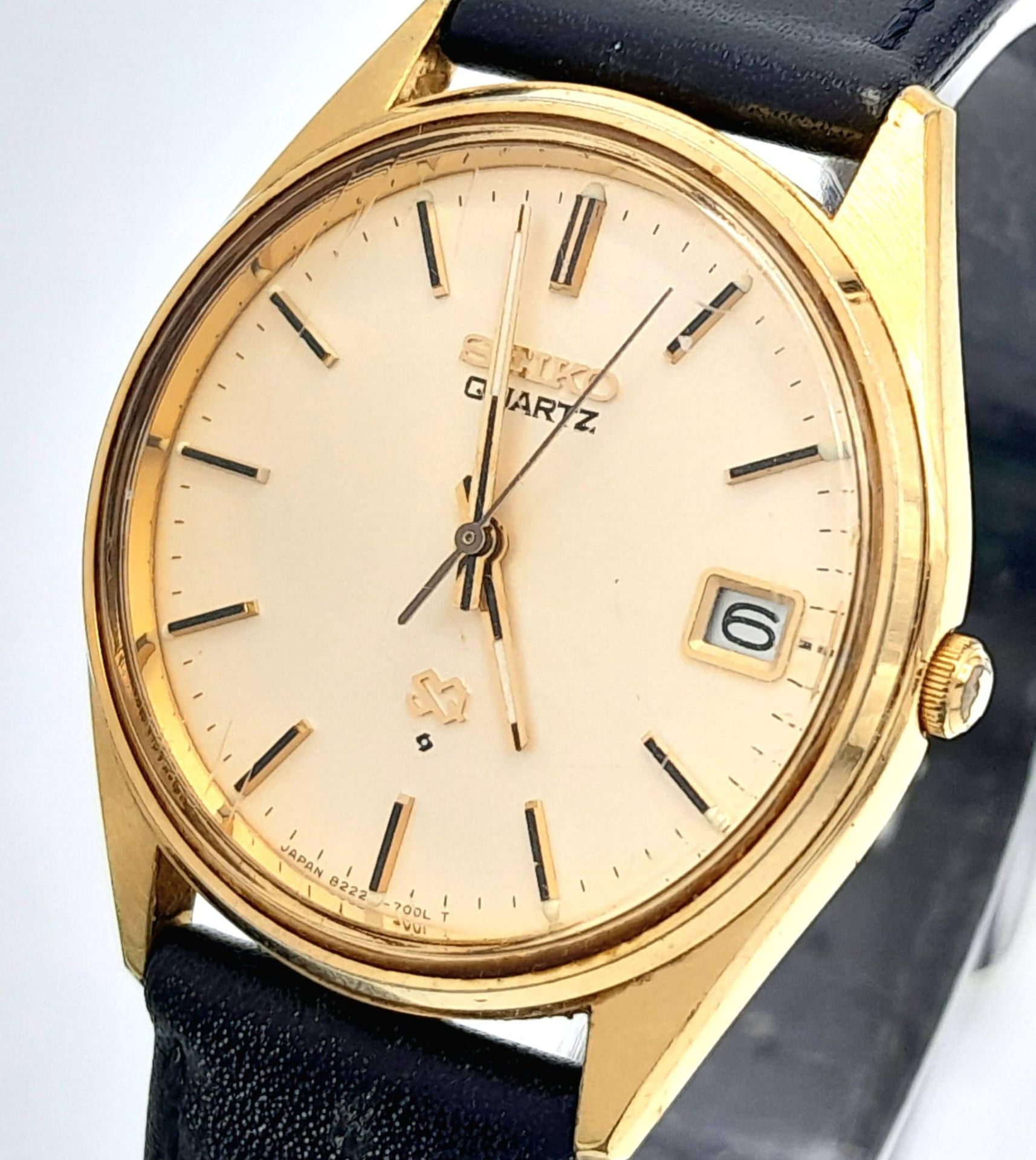 A Vintage Seiko Quartz Gold Tone Watch Model 8222-7000. 35mm Case. New Battery Fitted April 2024. - Bild 3 aus 7