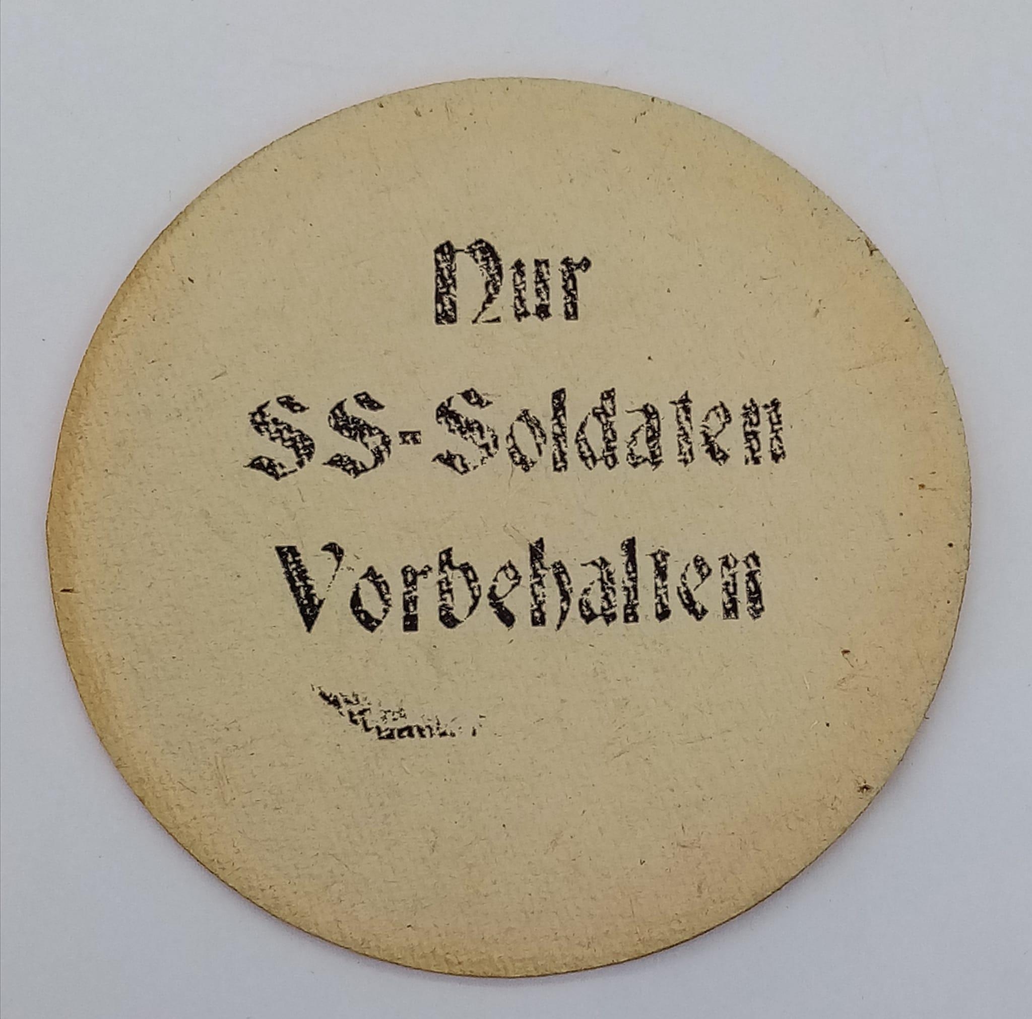 3rd Reich Celebrational Beer Mat advertising Hitlers Birthday. On the reverse “Reserved Only For - Image 2 of 2