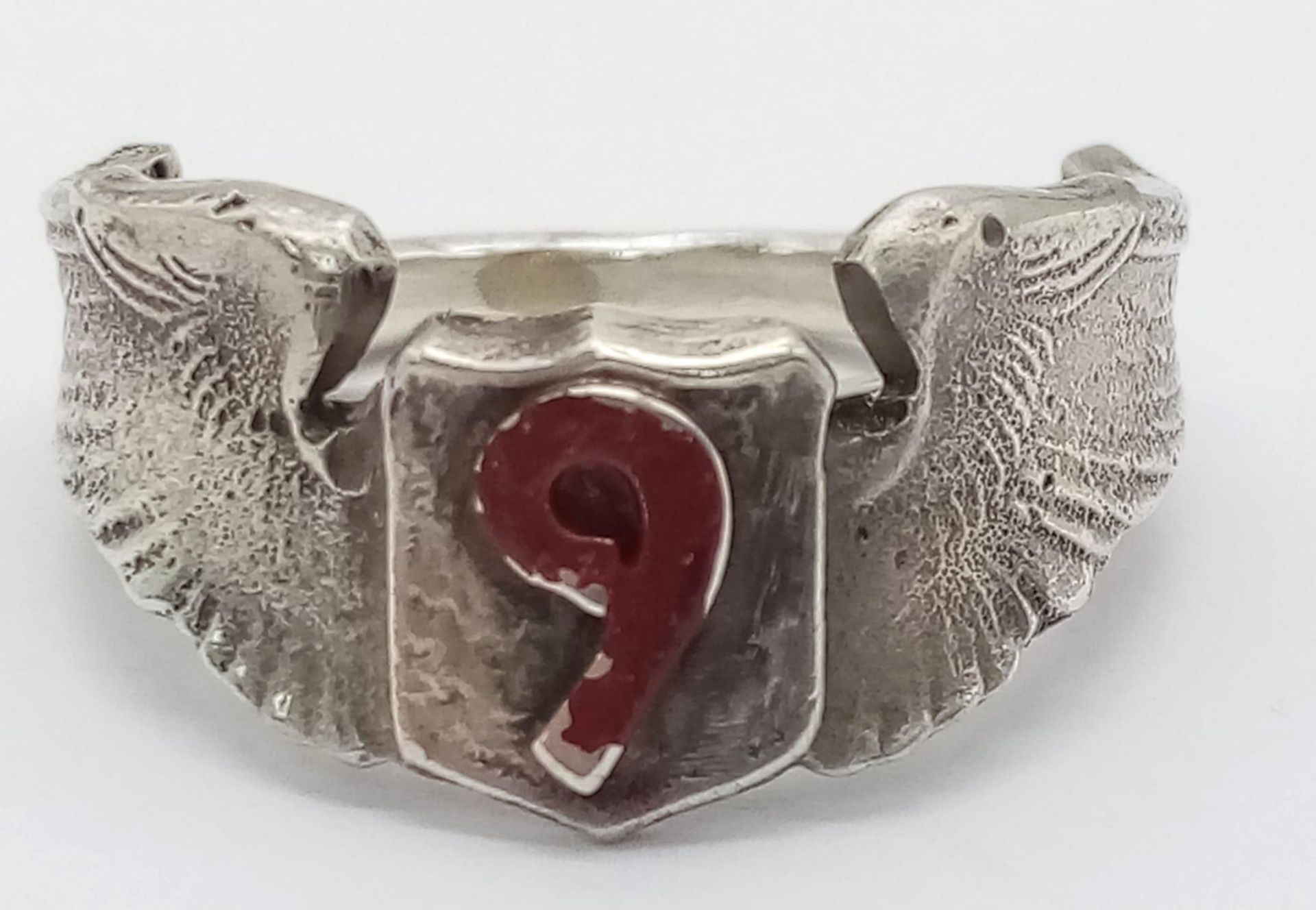 WW2 US Theatre Made (South Pacific) Silver 9th Airforce Pilots Ring. UK Size “W” US Size 11.5. - Bild 2 aus 3