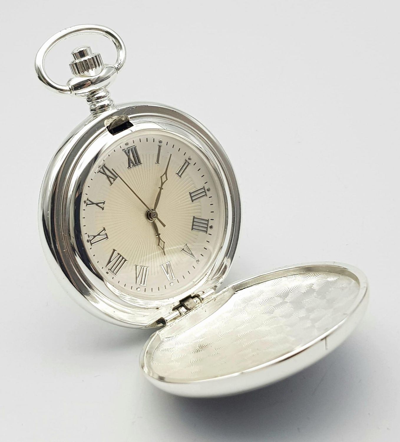 A Manual Wind Silver Plated Pocket Watch Detailing the Steam Train ‘Merchant Navy Class’, with - Image 5 of 10