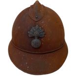 WW1 French Mle 1915 Adrian Helmet Badged to the Infantry. No Liner.