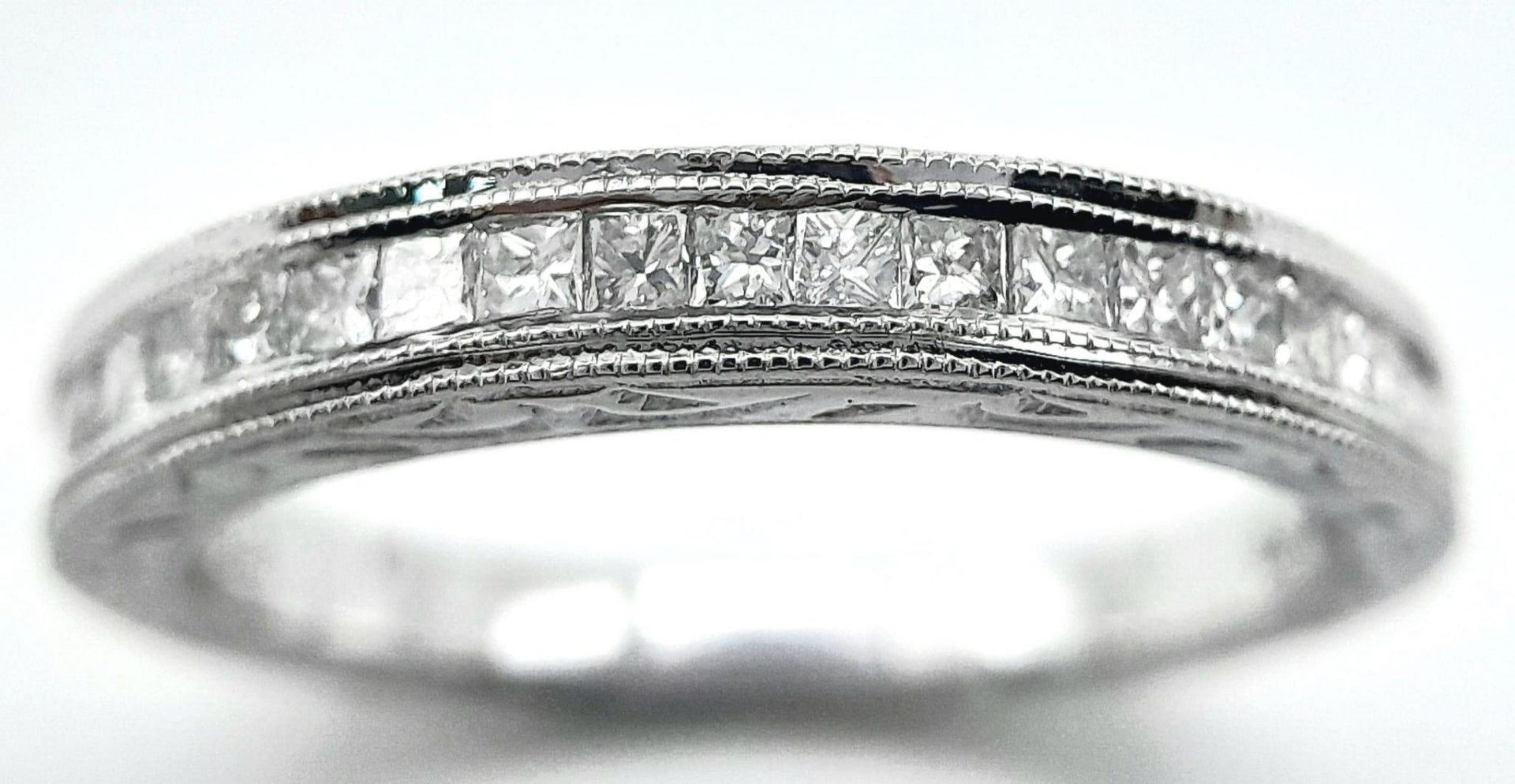 A 9K WHITE GOLD DIAMOND BAND RING. 0.40CTW. 2.7G. SIZE N. - Bild 2 aus 4