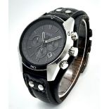 A Men’s Fossil Coachman Chronograph Black Leather Watch Model CH2546. 48mm Including Crown. New