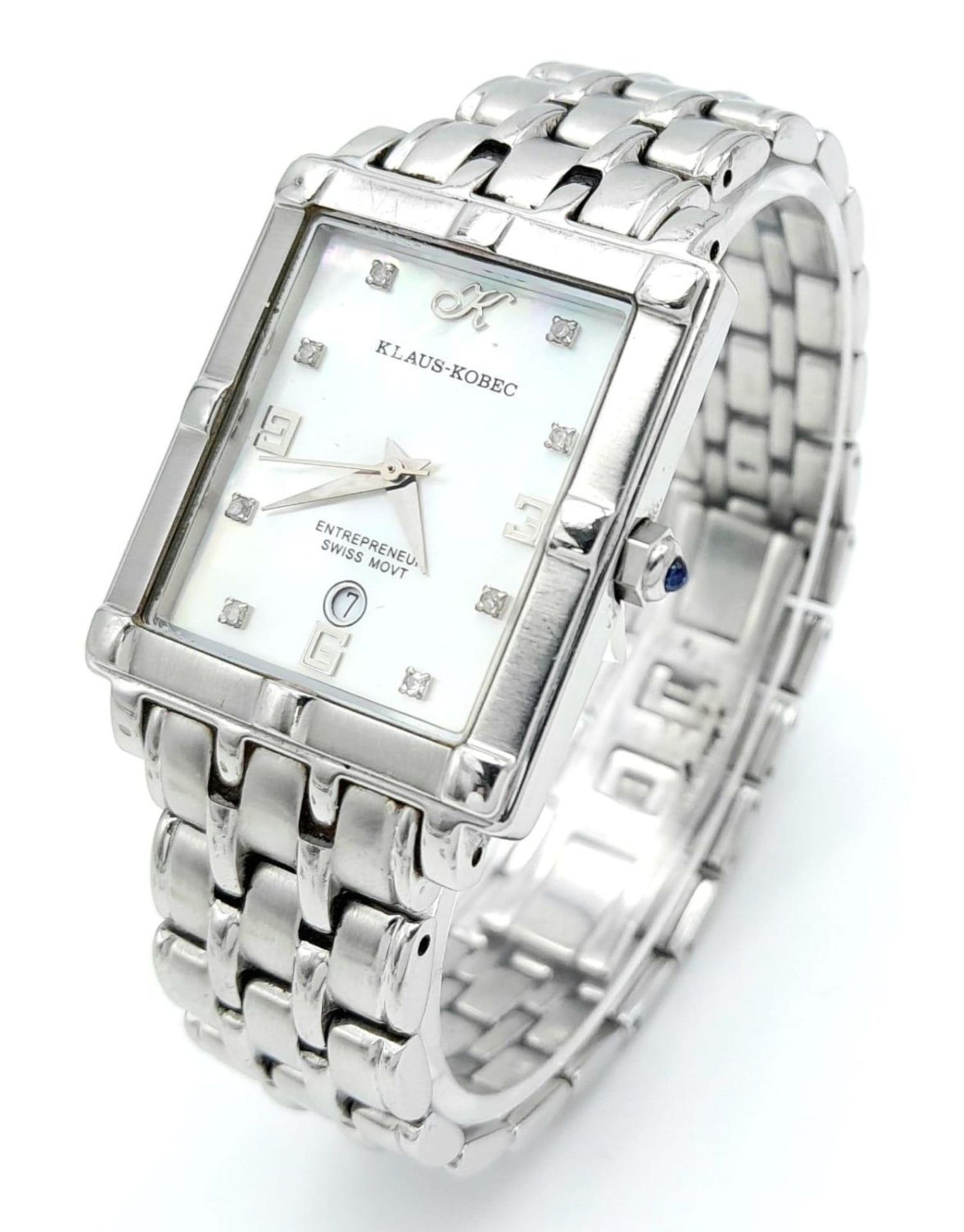 A Klaus Kobec Mother of Pearl Dial Quartz Ladies Watch. Stainless steel bracelet and case - 28mm. In - Image 2 of 7