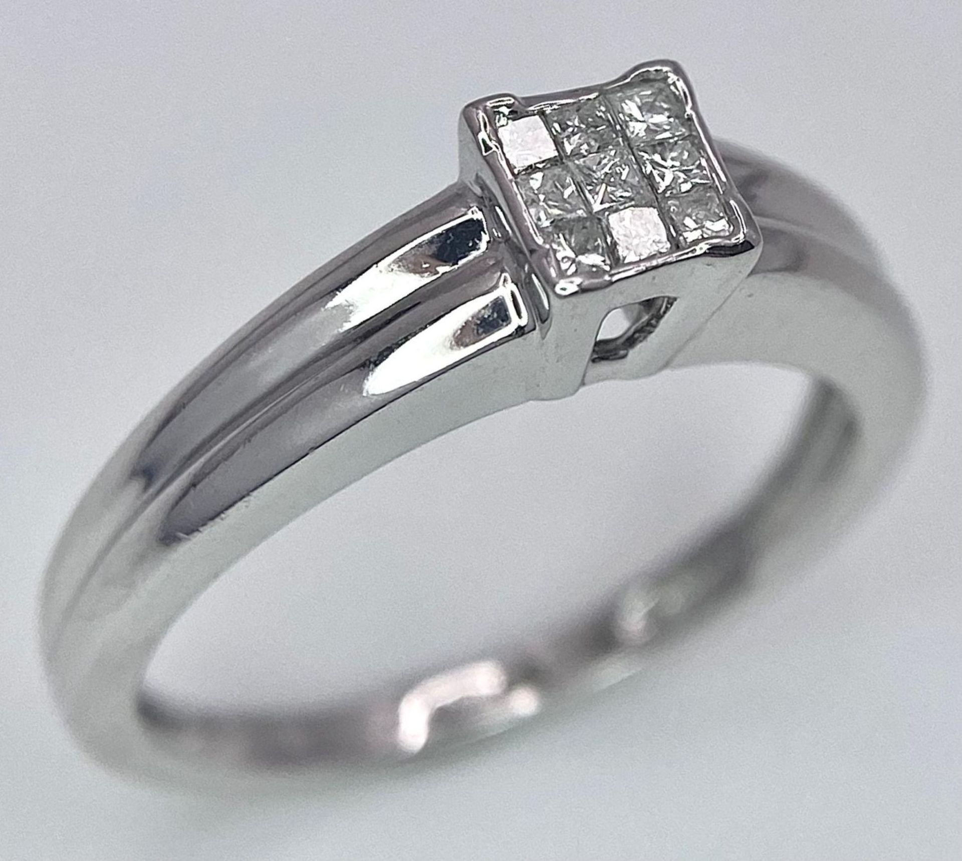 9K WHITE GOLD DIAMOND RING, APPROX 0.18CT DIAMONDS, WEIGHT 1.9G SIZE K - Bild 7 aus 14