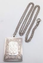 A fabulous 925 silver St Valentine's Day 1977 rectangular bar (3.8 X 4.1cm) pendant on silver