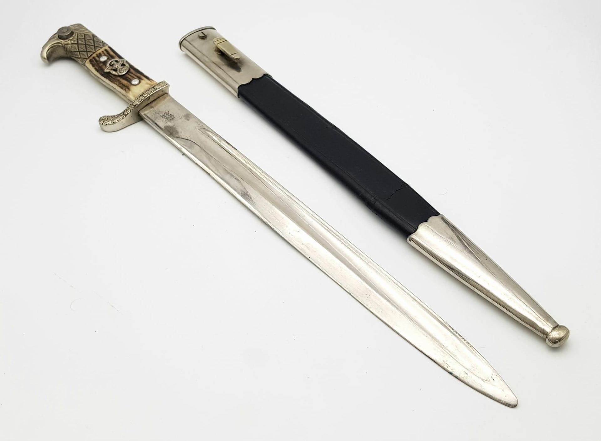 A German Nazi Police Bayonet with a Polished Steel Blade. Makers mark of Weyersberg, Kirschbaum & - Bild 2 aus 10