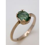 An 18K Yellow Gold Emerald Solitaire Ring. Size O. 2.12g