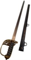 An 1890 Pattern Cavalry Sword - Date issued 1903. Crown inspector with initials underneath. Scabbard