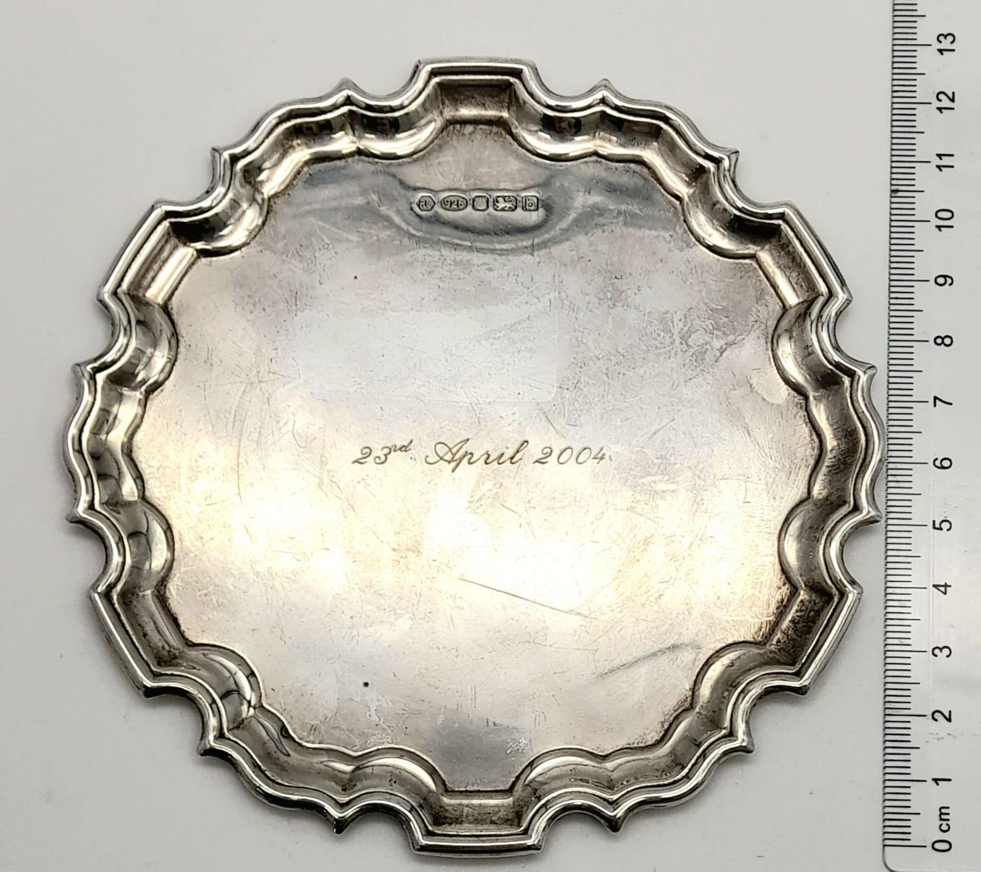 A vintage 925 silver salver with fabulous design. Come with full Sheffield hallmarks. Total weight - Bild 4 aus 8