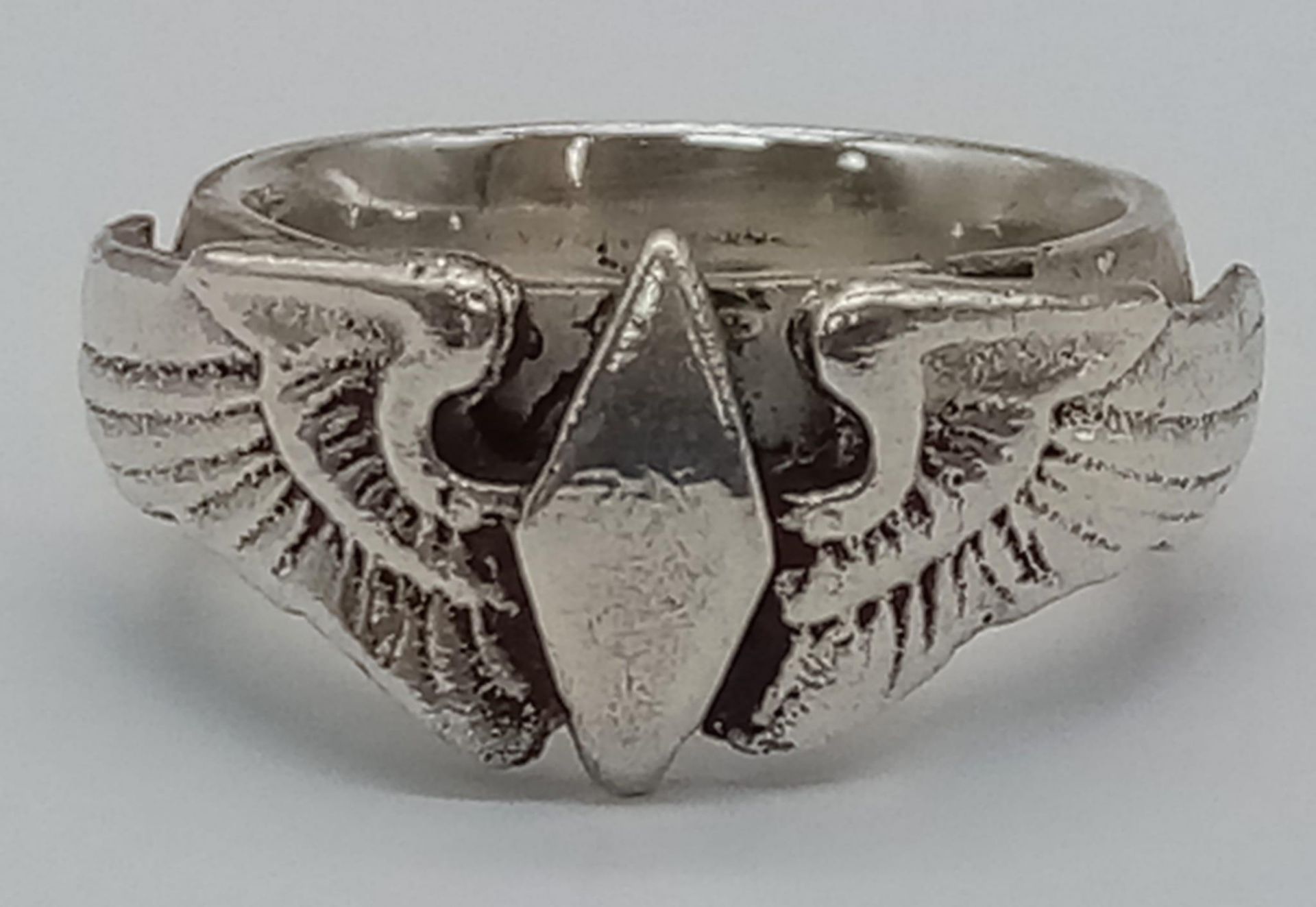 WW2 Silver US Women’s Auxiliary Service Pilots Ring. aka The Wasp’s The W.A.S.P was a civilian women - Image 2 of 3