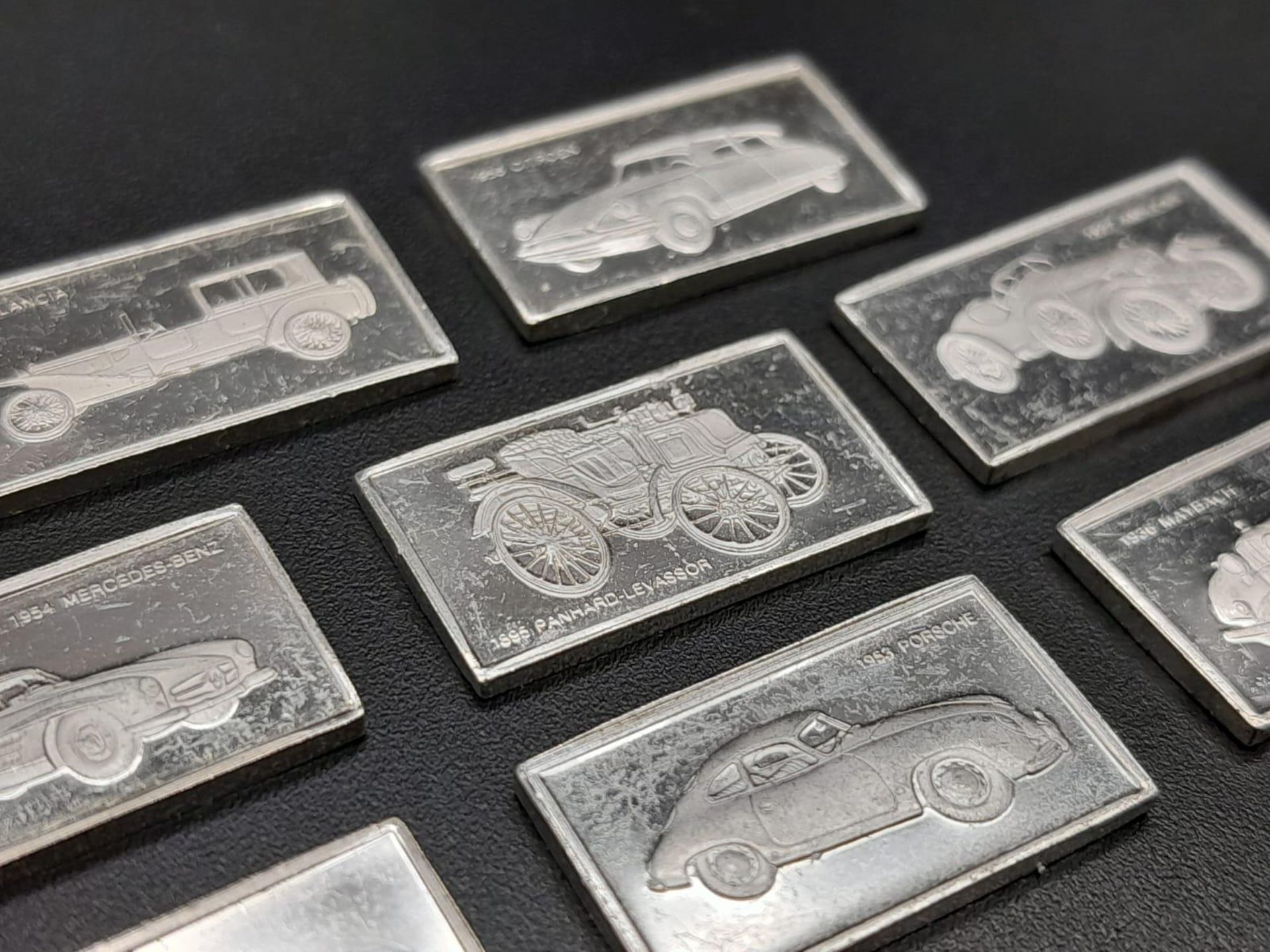 A Selection of 8 Sterling Silver European Car Manufacturer Plaques - Citreon, Mayback, Hispano- - Bild 10 aus 26
