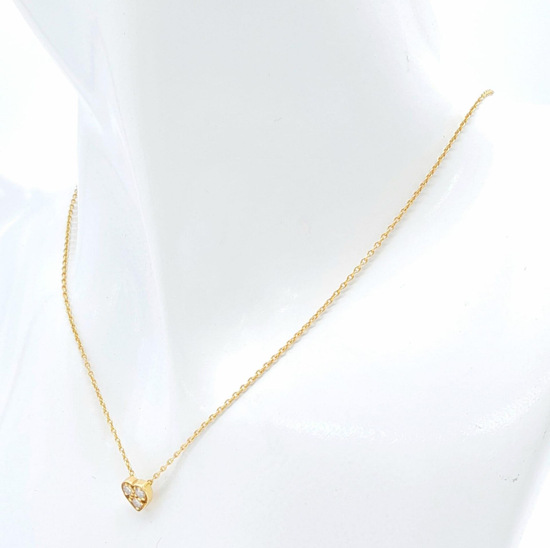 An 18K Diamond Heart Pendant on an 18K Yellow Gold Disappearing Necklace. Pendant - 6mm. 40cm - Bild 3 aus 3