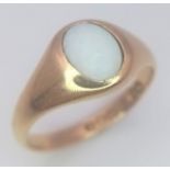 AN 18K YELLOW GOLD ANTIQUE OPAL SET RING. 4.4G. SIZE O. HALLMARKED BIRMINGHAM 1905.