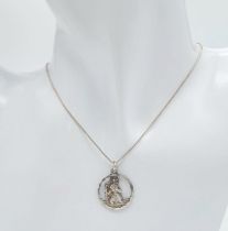 A sterling silver St Christopher pendant on 925 silver chain. Total weight 5.5G. Total length 42cm.